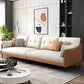 Contemporary Faux Leather Sloped Arm Sofa with Bolster Pillows for Apartment Beige Orange Clearhalo 'furn' 'furn_sofas' 'Furniture' 'furniture_sofas' 'kitchen' 'kitchen_sofas' 'Living Room Furniture' 'Sofa' 'sofas' 4820285