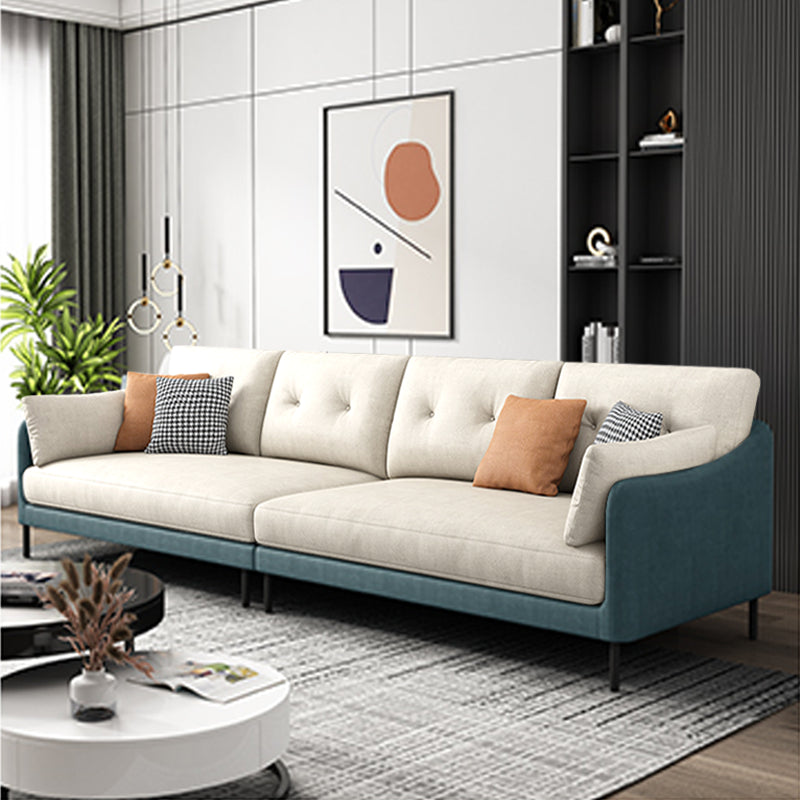 Contemporary Faux Leather Sloped Arm Sofa with Bolster Pillows for Apartment White Green Clearhalo 'furn' 'furn_sofas' 'Furniture' 'furniture_sofas' 'kitchen' 'kitchen_sofas' 'Living Room Furniture' 'Sofa' 'sofas' 4820286