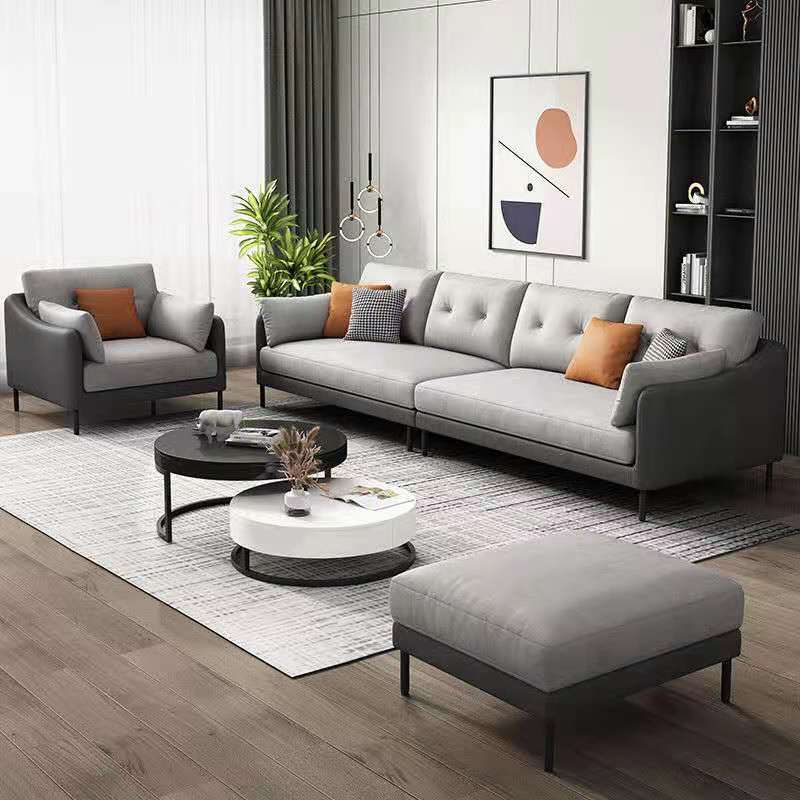 Contemporary Faux Leather Sloped Arm Sofa with Bolster Pillows for Apartment Clearhalo 'furn' 'furn_sofas' 'Furniture' 'furniture_sofas' 'kitchen' 'kitchen_sofas' 'Living Room Furniture' 'Sofa' 'sofas' 4820287