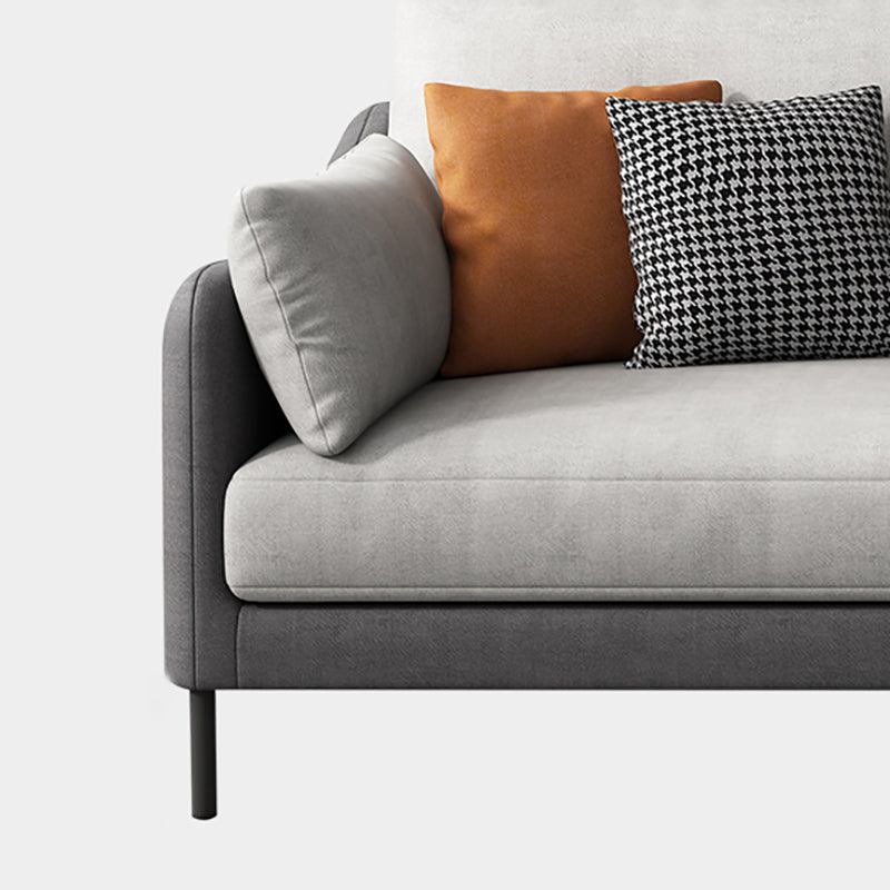 Contemporary Faux Leather Sloped Arm Sofa with Bolster Pillows for Apartment Clearhalo 'furn' 'furn_sofas' 'Furniture' 'furniture_sofas' 'kitchen' 'kitchen_sofas' 'Living Room Furniture' 'Sofa' 'sofas' 4820296