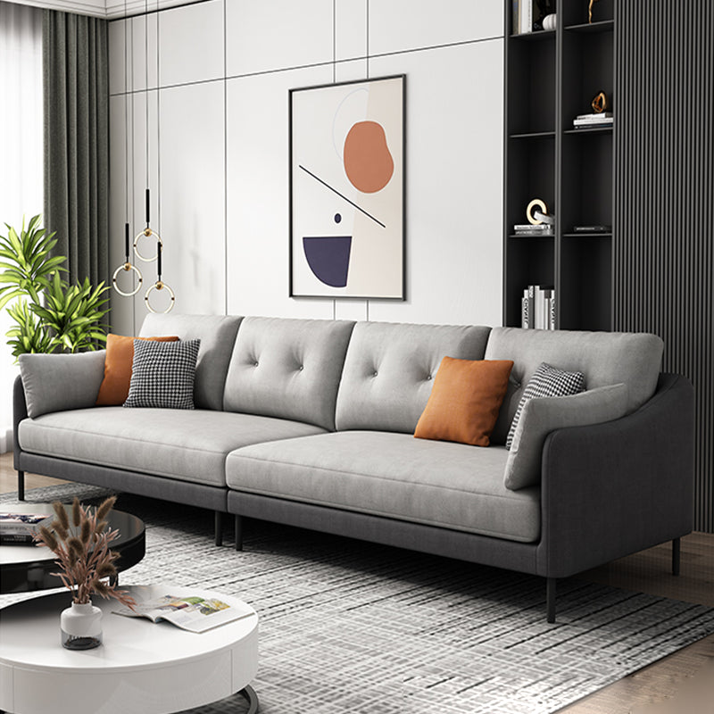 Contemporary Faux Leather Sloped Arm Sofa with Bolster Pillows for Apartment Dark Grey Light Grey Clearhalo 'furn' 'furn_sofas' 'Furniture' 'furniture_sofas' 'kitchen' 'kitchen_sofas' 'Living Room Furniture' 'Sofa' 'sofas' 4820301