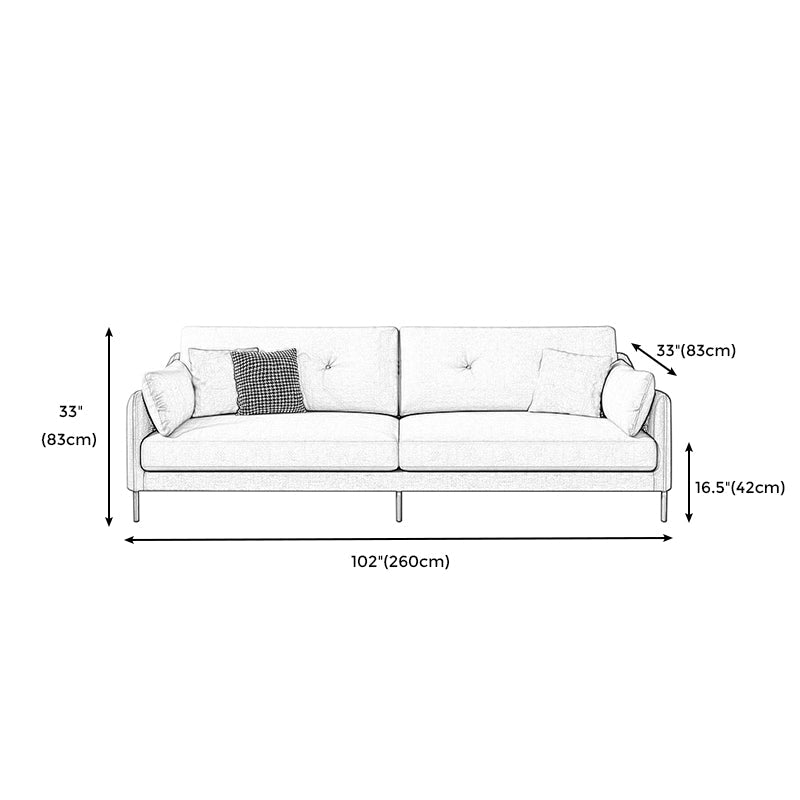 Contemporary Faux Leather Sloped Arm Sofa with Bolster Pillows for Apartment Clearhalo 'furn' 'furn_sofas' 'Furniture' 'furniture_sofas' 'kitchen' 'kitchen_sofas' 'Living Room Furniture' 'Sofa' 'sofas' 4820302
