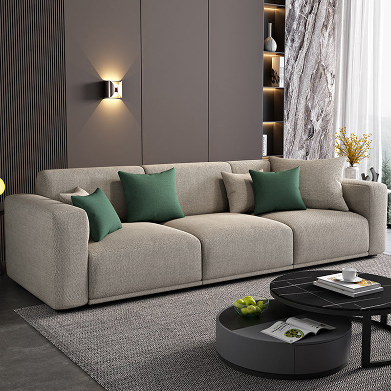 Fabric Living Room Square Arm Standard Cushions Contemporary Seating Off-White Clearhalo 'furn' 'furn_sofas' 'Furniture' 'furniture_sofas' 'kitchen' 'kitchen_sofas' 'Living Room Furniture' 'Sofa' 'sofas' 4820307