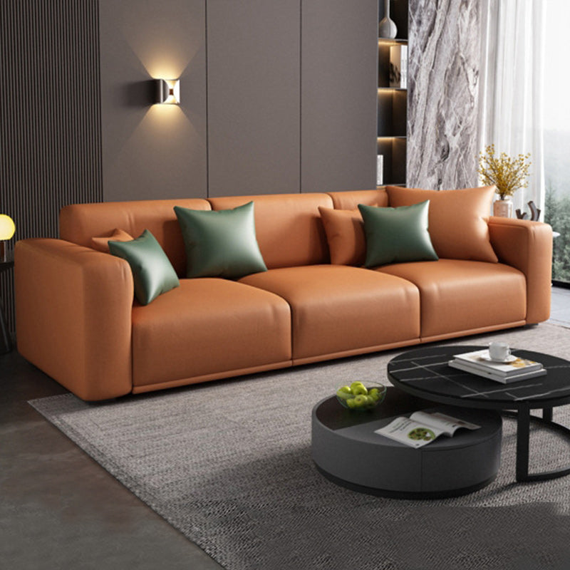 Fabric Living Room Square Arm Standard Cushions Contemporary Seating Orange Clearhalo 'furn' 'furn_sofas' 'Furniture' 'furniture_sofas' 'kitchen' 'kitchen_sofas' 'Living Room Furniture' 'Sofa' 'sofas' 4820316