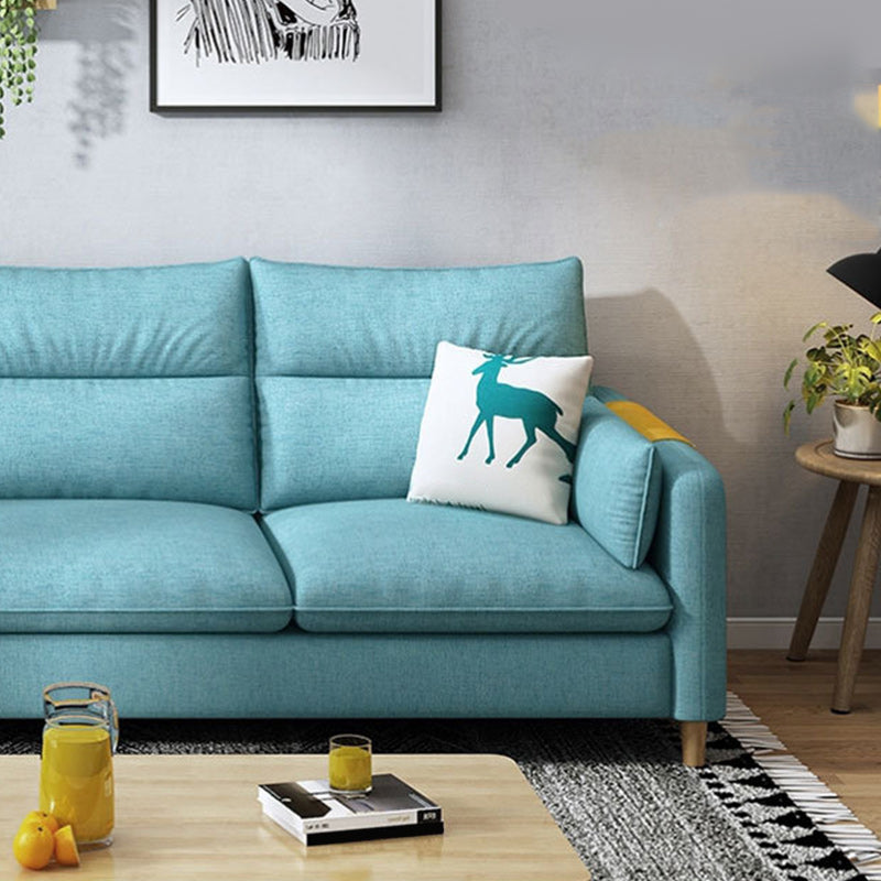 Fabric and Faux Leather Square Arm Settee Furniture with 2 Pillows Clearhalo 'furn' 'furn_sofas' 'Furniture' 'furniture_sofas' 'kitchen' 'kitchen_sofas' 'Living Room Furniture' 'Sofa' 'sofas' 4820322