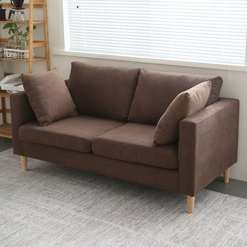 Square Arm Loveseat Polish Finish Sofa for Living Room and Home Dark Brown Clearhalo 'furn' 'furn_sofas' 'Furniture' 'furniture_sofas' 'kitchen' 'kitchen_sofas' 'Living Room Furniture' 'Sofa' 'sofas' 4820331