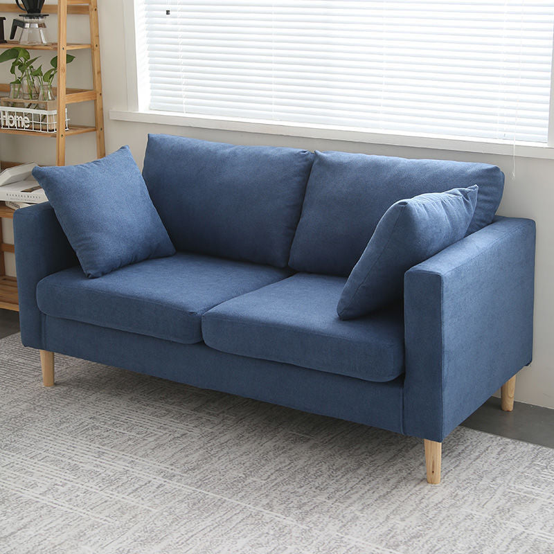 Square Arm Loveseat Polish Finish Sofa for Living Room and Home Dark Blue Clearhalo 'furn' 'furn_sofas' 'Furniture' 'furniture_sofas' 'kitchen' 'kitchen_sofas' 'Living Room Furniture' 'Sofa' 'sofas' 4820333