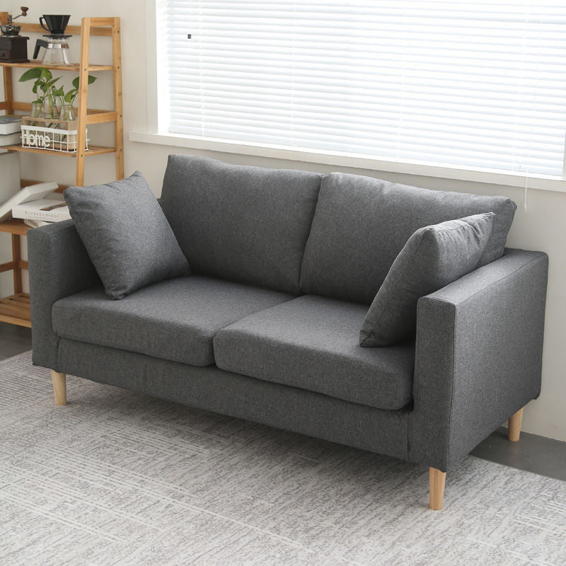 Square Arm Loveseat Polish Finish Sofa for Living Room and Home Dark Gray Clearhalo 'furn' 'furn_sofas' 'Furniture' 'furniture_sofas' 'kitchen' 'kitchen_sofas' 'Living Room Furniture' 'Sofa' 'sofas' 4820336