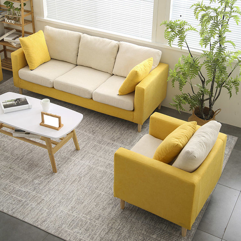 Square Arm Loveseat Polish Finish Sofa for Living Room and Home Clearhalo 'furn' 'furn_sofas' 'Furniture' 'furniture_sofas' 'kitchen' 'kitchen_sofas' 'Living Room Furniture' 'Sofa' 'sofas' 4820337