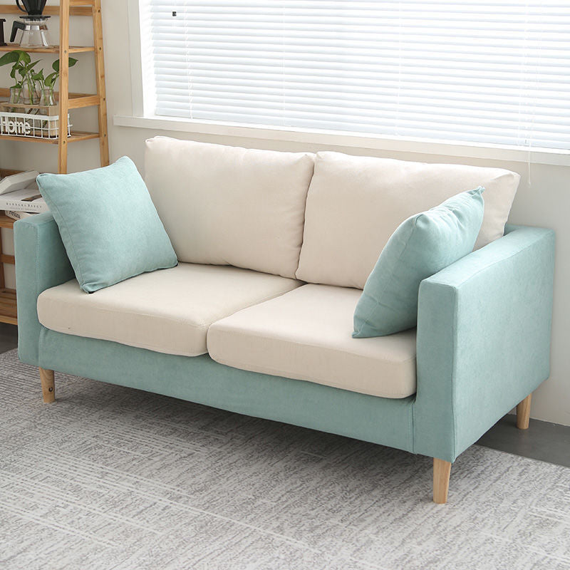 Square Arm Loveseat Polish Finish Sofa for Living Room and Home Green-White Clearhalo 'furn' 'furn_sofas' 'Furniture' 'furniture_sofas' 'kitchen' 'kitchen_sofas' 'Living Room Furniture' 'Sofa' 'sofas' 4820339