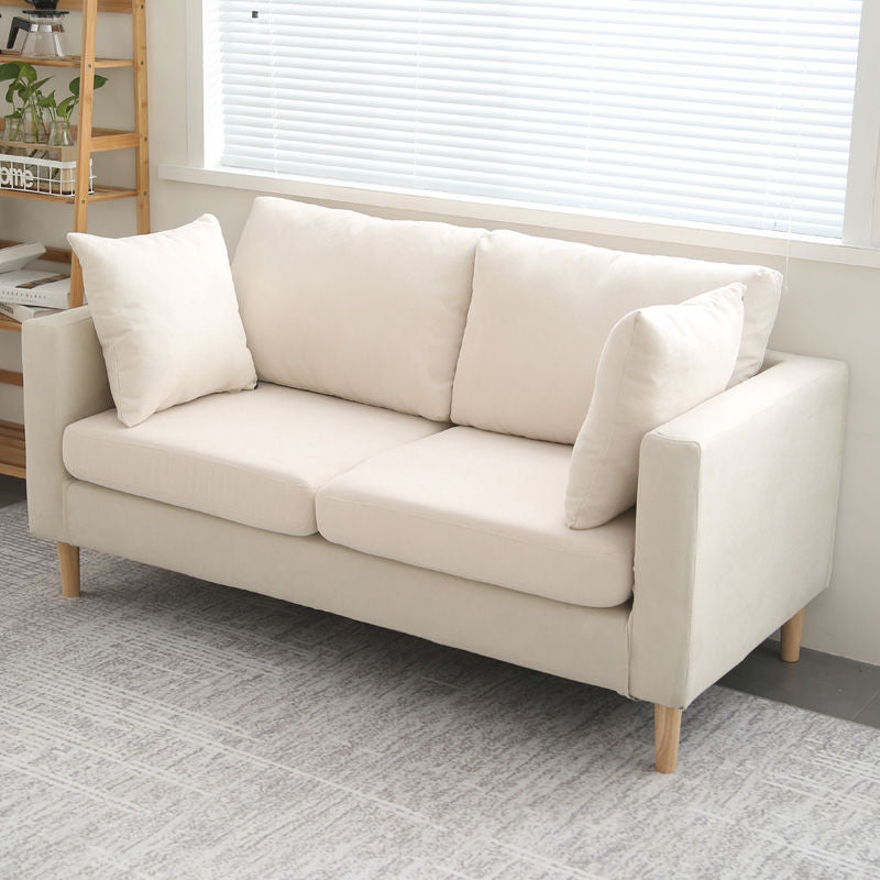 Square Arm Loveseat Polish Finish Sofa for Living Room and Home Off-White Clearhalo 'furn' 'furn_sofas' 'Furniture' 'furniture_sofas' 'kitchen' 'kitchen_sofas' 'Living Room Furniture' 'Sofa' 'sofas' 4820347