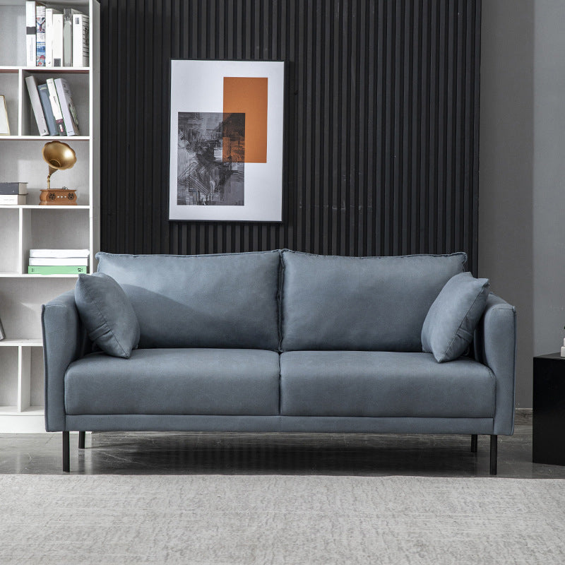 Padded Sponge Seat with Cushioning Back and Imitation Leather Craft Sofa Blue Clearhalo 'Furniture' 'furniture_sofas' 'kitchen' 'kitchen_sofas' 'Living Room Furniture' 'Sofa' 'sofas' 4820354