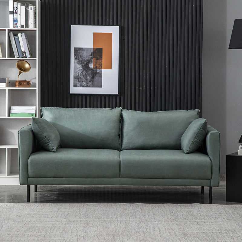 Padded Sponge Seat with Cushioning Back and Imitation Leather Craft Sofa Blackish Green Clearhalo 'Furniture' 'furniture_sofas' 'kitchen' 'kitchen_sofas' 'Living Room Furniture' 'Sofa' 'sofas' 4820365