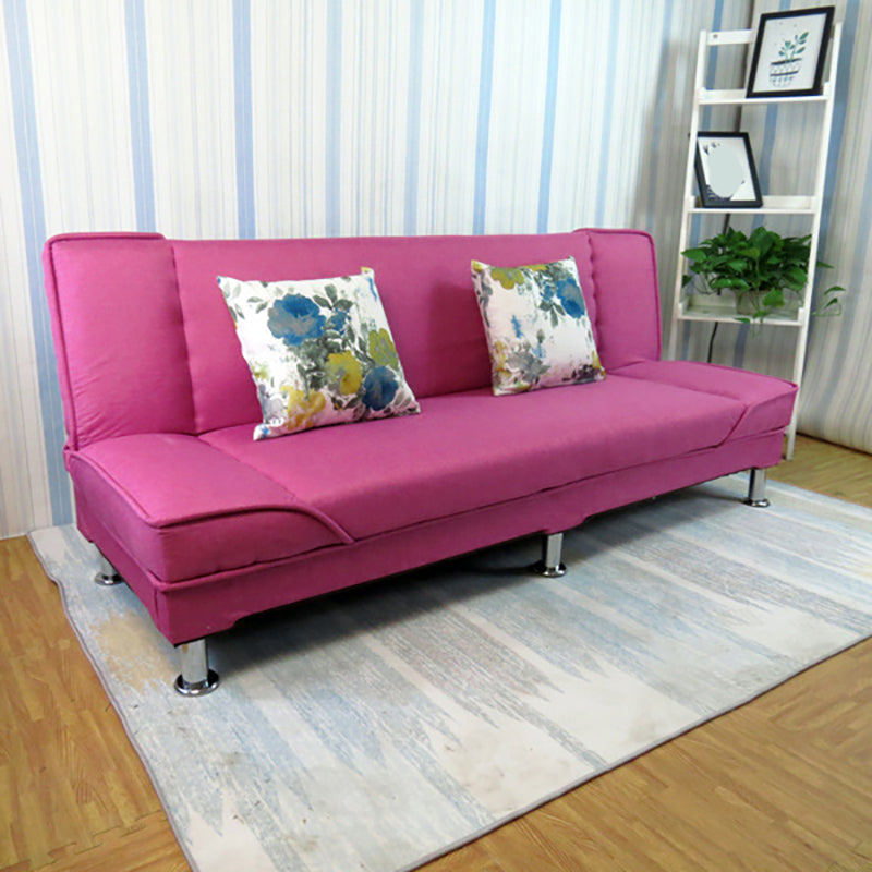 Linen Convertible Sleeper Sofa Sewn Pillow Back Armless Sofa Purple-Red Clearhalo 'Furniture' 'furniture_sofas' 'kitchen' 'kitchen_sofas' 'Living Room Furniture' 'Sofa' 'sofas' 4820374