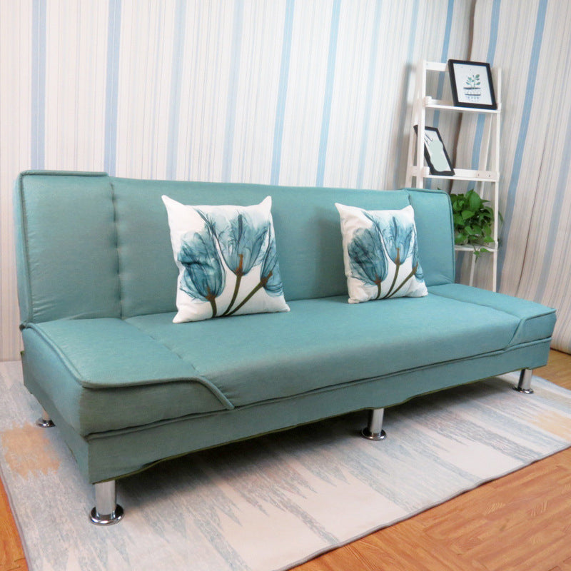 Linen Convertible Sleeper Sofa Sewn Pillow Back Armless Sofa Green-Blue Clearhalo 'Furniture' 'furniture_sofas' 'kitchen' 'kitchen_sofas' 'Living Room Furniture' 'Sofa' 'sofas' 4820377