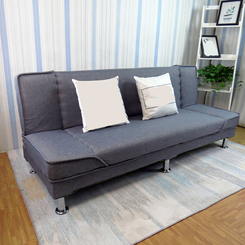 Linen Convertible Sleeper Sofa Sewn Pillow Back Armless Sofa Grey Clearhalo 'Furniture' 'furniture_sofas' 'kitchen' 'kitchen_sofas' 'Living Room Furniture' 'Sofa' 'sofas' 4820378