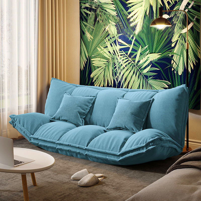 Contemporary Tight Back Convertible Sleeper Sofa Fabric Armless Solid Color Sofa Light Blue Clearhalo 'furn' 'furn_sofas' 'Furniture' 'furniture_sofas' 'kitchen' 'kitchen_sofas' 'Living Room Furniture' 'Sofa' 'sofas' 4820410
