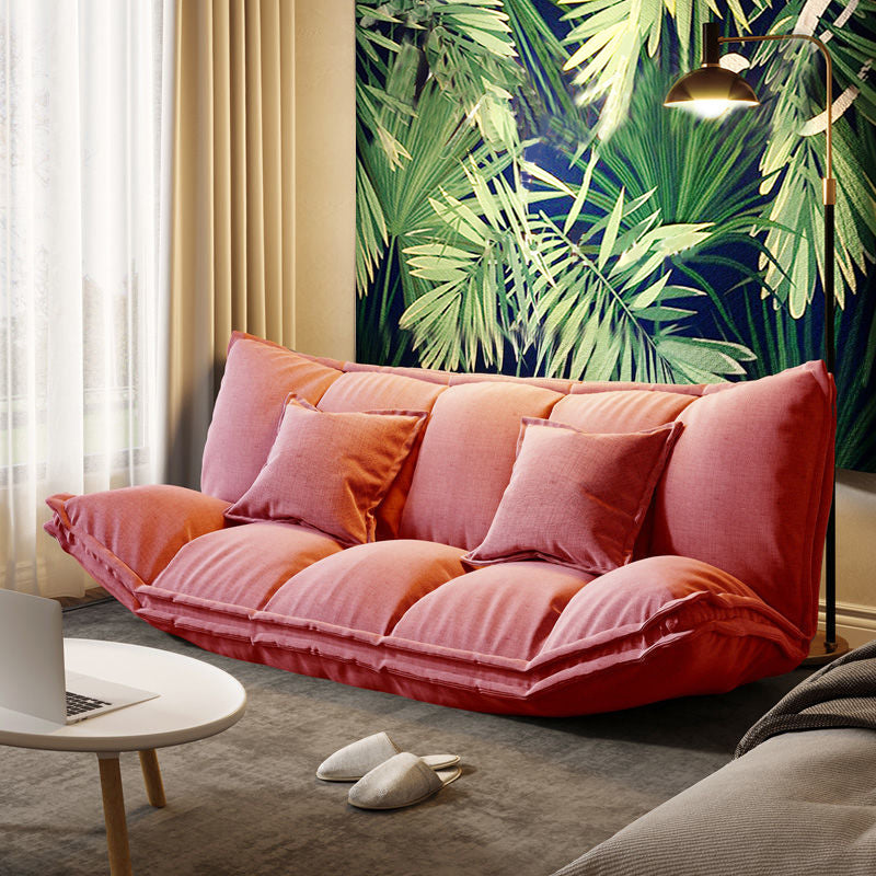 Contemporary Tight Back Convertible Sleeper Sofa Fabric Armless Solid Color Sofa Cameo Brown Clearhalo 'furn' 'furn_sofas' 'Furniture' 'furniture_sofas' 'kitchen' 'kitchen_sofas' 'Living Room Furniture' 'Sofa' 'sofas' 4820413