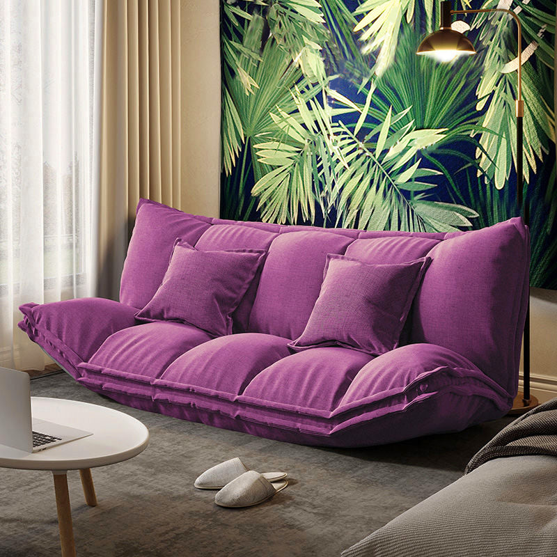 Contemporary Tight Back Convertible Sleeper Sofa Fabric Armless Solid Color Sofa Purple Clearhalo 'furn' 'furn_sofas' 'Furniture' 'furniture_sofas' 'kitchen' 'kitchen_sofas' 'Living Room Furniture' 'Sofa' 'sofas' 4820414