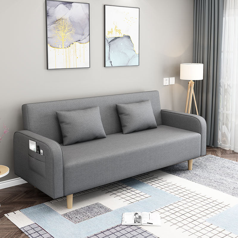 29.5"H Contemporary Solid Color Square Arm Convertible Sleeper Sofa for Apartment Grey Clearhalo 'furn' 'furn_sofas' 'Furniture' 'furniture_sofas' 'kitchen' 'kitchen_sofas' 'Living Room Furniture' 'Sofa' 'sofas' 4820472