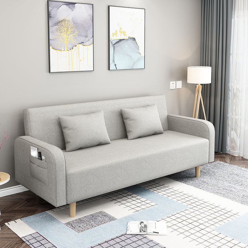 29.5"H Contemporary Solid Color Square Arm Convertible Sleeper Sofa for Apartment Off-White Clearhalo 'furn' 'furn_sofas' 'Furniture' 'furniture_sofas' 'kitchen' 'kitchen_sofas' 'Living Room Furniture' 'Sofa' 'sofas' 4820473