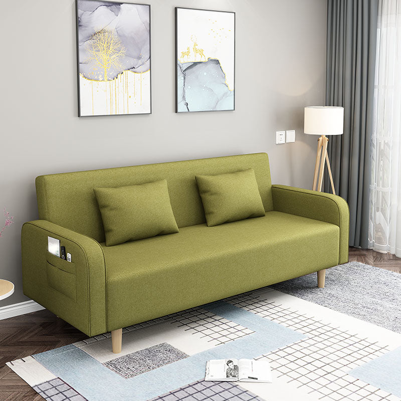 29.5"H Contemporary Solid Color Square Arm Convertible Sleeper Sofa for Apartment Turquoise Clearhalo 'furn' 'furn_sofas' 'Furniture' 'furniture_sofas' 'kitchen' 'kitchen_sofas' 'Living Room Furniture' 'Sofa' 'sofas' 4820478