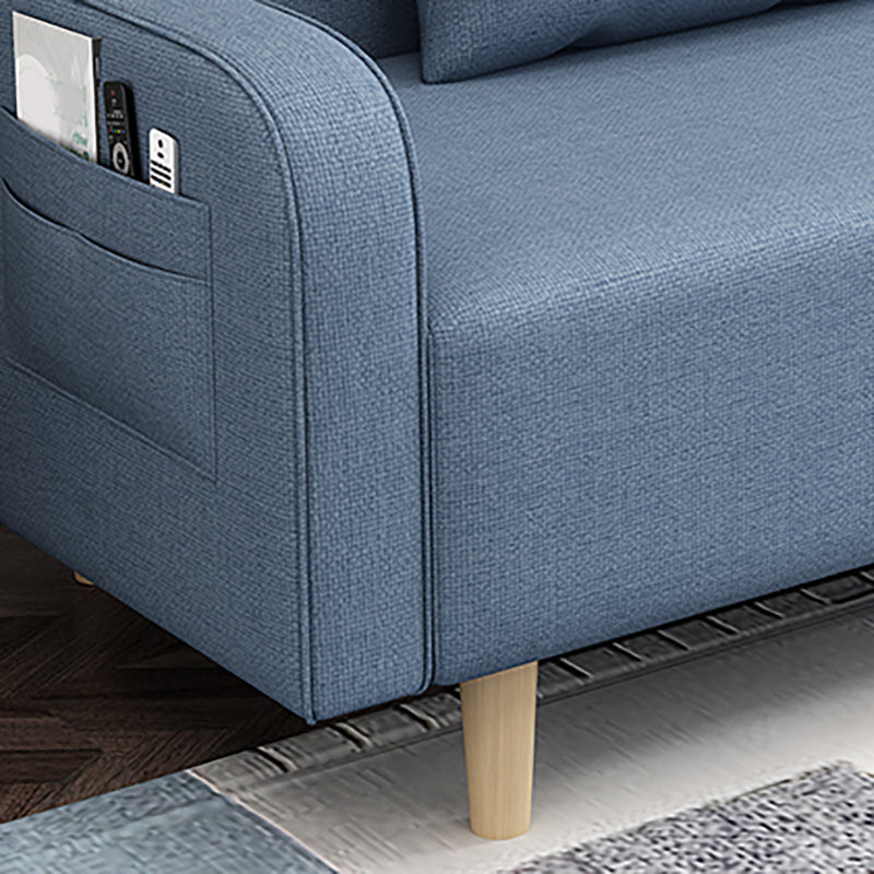 29.5"H Contemporary Solid Color Square Arm Convertible Sleeper Sofa for Apartment Clearhalo 'furn' 'furn_sofas' 'Furniture' 'furniture_sofas' 'kitchen' 'kitchen_sofas' 'Living Room Furniture' 'Sofa' 'sofas' 4820484