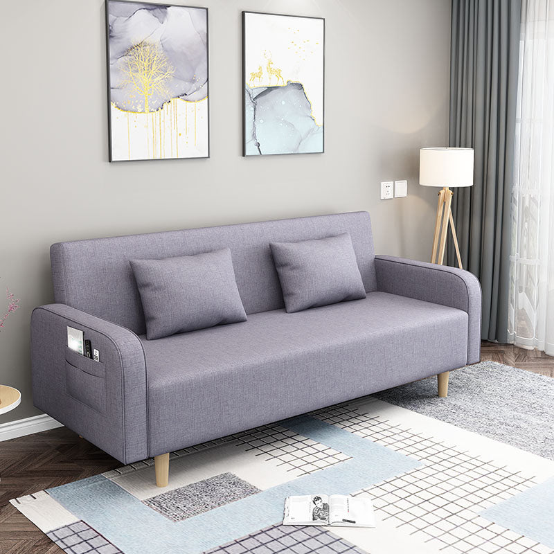 29.5"H Contemporary Solid Color Square Arm Convertible Sleeper Sofa for Apartment Light Purple Clearhalo 'furn' 'furn_sofas' 'Furniture' 'furniture_sofas' 'kitchen' 'kitchen_sofas' 'Living Room Furniture' 'Sofa' 'sofas' 4820485
