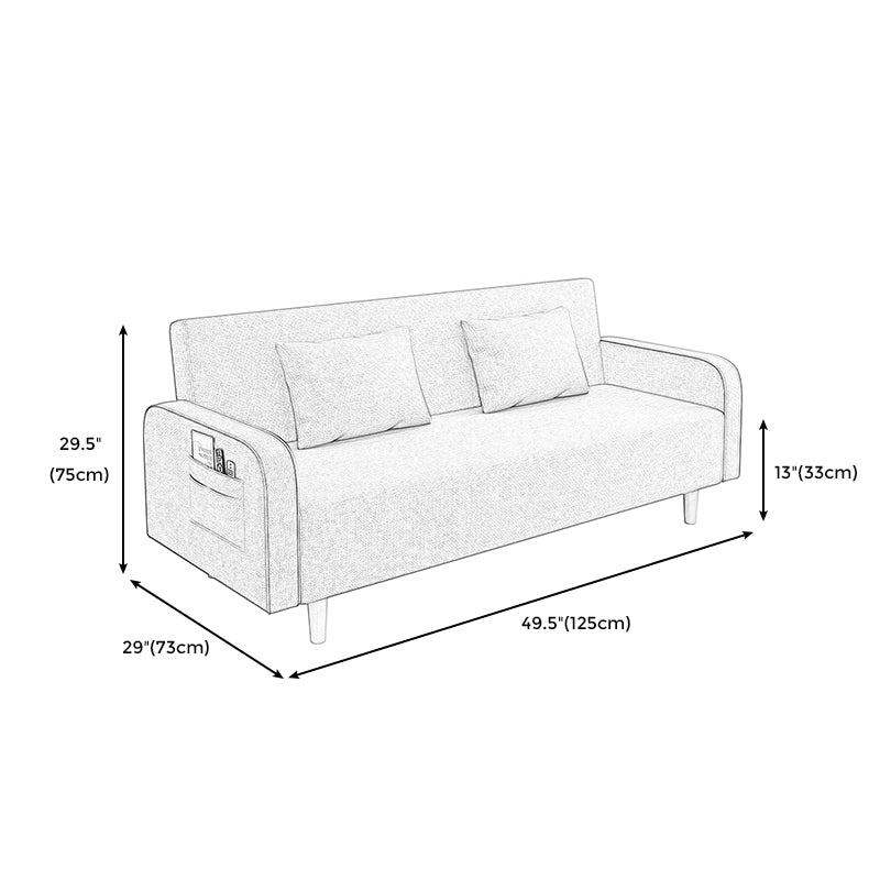 29.5"H Contemporary Solid Color Square Arm Convertible Sleeper Sofa for Apartment Clearhalo 'furn' 'furn_sofas' 'Furniture' 'furniture_sofas' 'kitchen' 'kitchen_sofas' 'Living Room Furniture' 'Sofa' 'sofas' 4820490