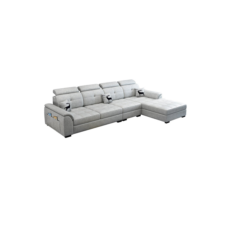 Modern 71"D Sectional Faux Leather/Linen Sofa with Reversible Chaise and Storage Grey Clearhalo 'furn' 'furn_sectionals' 'Furniture' 'furniture_sectionals' 'kitchen' 'kitchen_sectionals' 'Living Room Furniture' 'Sectionals' 4820747
