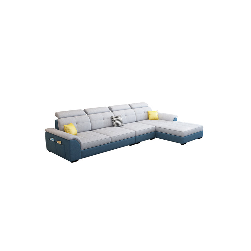 Modern 71"D Sectional Faux Leather/Linen Sofa with Reversible Chaise and Storage White-Blue Latex Clearhalo 'furn' 'furn_sectionals' 'Furniture' 'furniture_sectionals' 'kitchen' 'kitchen_sectionals' 'Living Room Furniture' 'Sectionals' 4820752