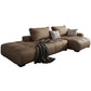 Faux leather Square Arm Sectional Brown L-Shape Sectional for Living Room 118"L x 52"W x 37"H Down Clearhalo 'furn' 'furn_sectionals' 'Furniture' 'furniture_sectionals' 'kitchen' 'kitchen_sectionals' 'Living Room Furniture' 'Sectionals' 4820784