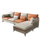 Faux Leather Sloped Arms Sectional with Pillowed Back Cushions for Living Room 106"L x 67"W x 35"H White-Brown Clearhalo 'furn' 'furn_sectionals' 'Furniture' 'furniture_sectionals' 'kitchen' 'kitchen_sectionals' 'Living Room Furniture' 'Sectionals' 4820796