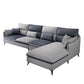 Faux Leather Sloped Arms Sectional with Pillowed Back Cushions for Living Room Gray-Dark Blue Clearhalo 'furn' 'furn_sectionals' 'Furniture' 'furniture_sectionals' 'kitchen' 'kitchen_sectionals' 'Living Room Furniture' 'Sectionals' 4820800