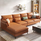 Faux Leather Sloped Arms Sectional with Pillowed Back Cushions for Living Room Brown Clearhalo 'furn' 'furn_sectionals' 'Furniture' 'furniture_sectionals' 'kitchen' 'kitchen_sectionals' 'Living Room Furniture' 'Sectionals' 4820802