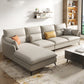 Faux Leather Sloped Arms Sectional with Pillowed Back Cushions for Living Room Off-White Clearhalo 'furn' 'furn_sectionals' 'Furniture' 'furniture_sectionals' 'kitchen' 'kitchen_sectionals' 'Living Room Furniture' 'Sectionals' 4820803