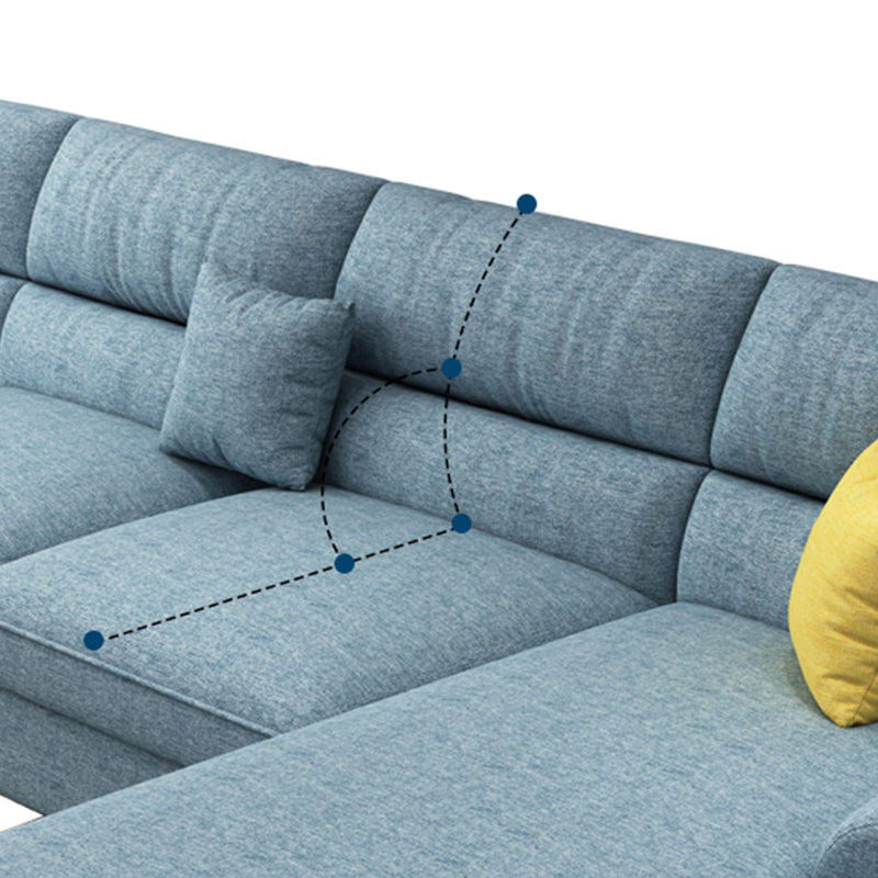137.8"L x 70.87"W x 37.4"H Removable Cushions Sectionals in Khaki/Blue/Gray Clearhalo 'furn' 'furn_sectionals' 'Furniture' 'furniture_sectionals' 'kitchen' 'kitchen_sectionals' 'Living Room Furniture' 'Sectionals' 4820828