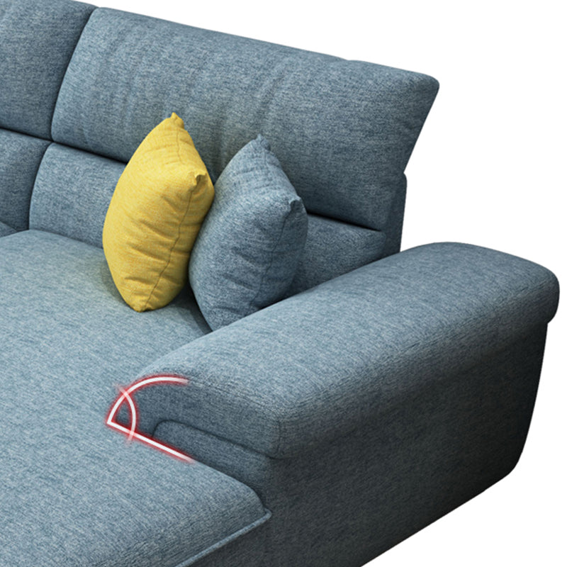 137.8"L x 70.87"W x 37.4"H Removable Cushions Sectionals in Khaki/Blue/Gray Clearhalo 'furn' 'furn_sectionals' 'Furniture' 'furniture_sectionals' 'kitchen' 'kitchen_sectionals' 'Living Room Furniture' 'Sectionals' 4820830