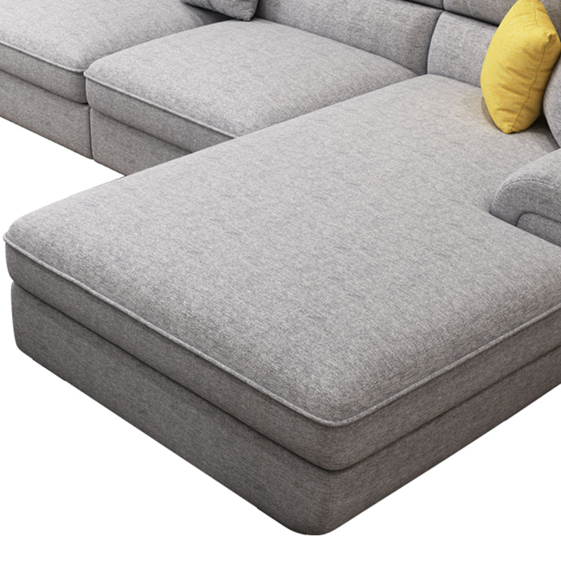 137.8"L x 70.87"W x 37.4"H Removable Cushions Sectionals in Khaki/Blue/Gray Clearhalo 'furn' 'furn_sectionals' 'Furniture' 'furniture_sectionals' 'kitchen' 'kitchen_sectionals' 'Living Room Furniture' 'Sectionals' 4820832