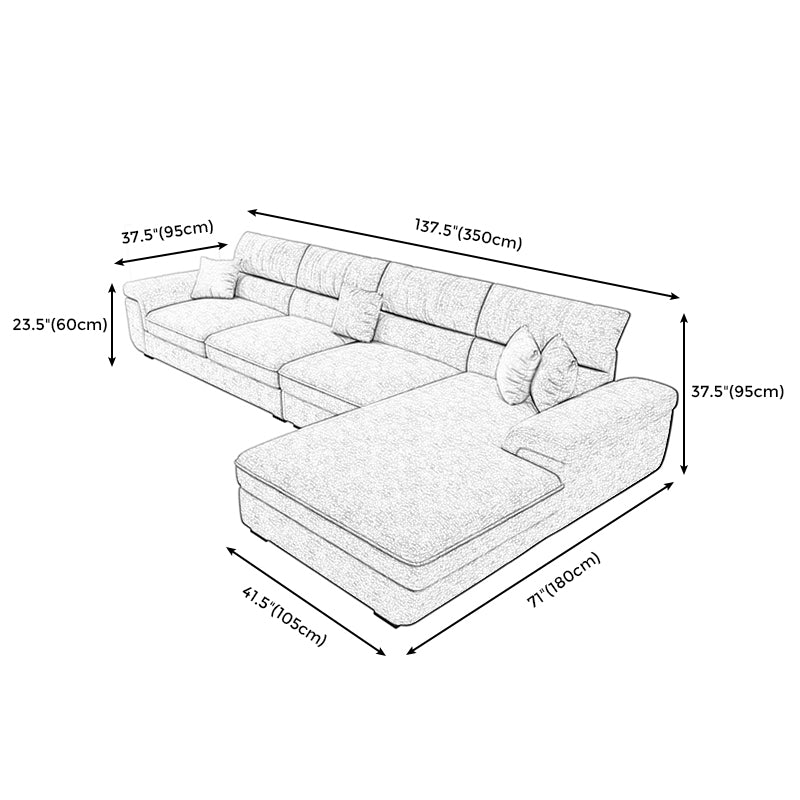 137.8"L x 70.87"W x 37.4"H Removable Cushions Sectionals in Khaki/Blue/Gray Clearhalo 'furn' 'furn_sectionals' 'Furniture' 'furniture_sectionals' 'kitchen' 'kitchen_sectionals' 'Living Room Furniture' 'Sectionals' 4820836