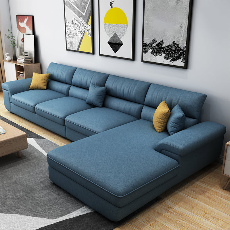 137.8"L x 70.87"W x 37.4"H Upholstered Pillow Top Arm Sectionals Dark Blue Faux Leather Clearhalo 'furn' 'furn_sectionals' 'Furniture' 'furniture_sectionals' 'kitchen' 'kitchen_sectionals' 'Living Room Furniture' 'Sectionals' 4820847