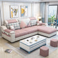 Sloped Arms Pillowed Back Cushions Storage Sectional Sofa with Chaise Pink Clearhalo 'furn' 'furn_sectionals' 'Furniture' 'furniture_sectionals' 'kitchen' 'kitchen_sectionals' 'Living Room Furniture' 'Sectionals' 4820858