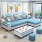 Sloped Arms Pillowed Back Cushions Storage Sectional Sofa with Chaise Sky Blue Clearhalo 'furn' 'furn_sectionals' 'Furniture' 'furniture_sectionals' 'kitchen' 'kitchen_sectionals' 'Living Room Furniture' 'Sectionals' 4820859