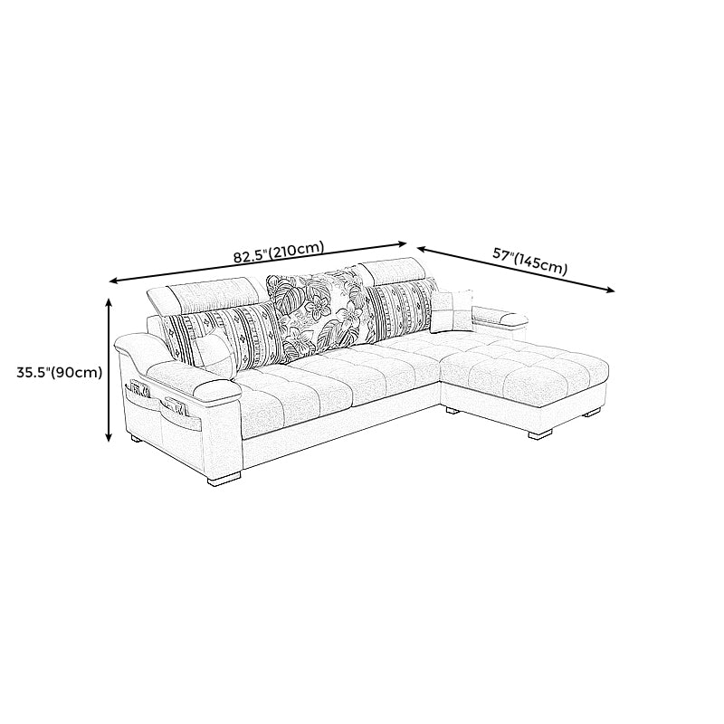 Sloped Arms Pillowed Back Cushions Storage Sectional Sofa with Chaise Clearhalo 'furn' 'furn_sectionals' 'Furniture' 'furniture_sectionals' 'kitchen' 'kitchen_sectionals' 'Living Room Furniture' 'Sectionals' 4820871