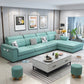 133.07" L x 70.86" W x 35.43" H Pillow Top Arm Sectional with Pillowed Back Cushions Green Linen Clearhalo 'furn' 'furn_sectionals' 'Furniture' 'furniture_sectionals' 'kitchen' 'kitchen_sectionals' 'Living Room Furniture' 'Sectionals' 4820888