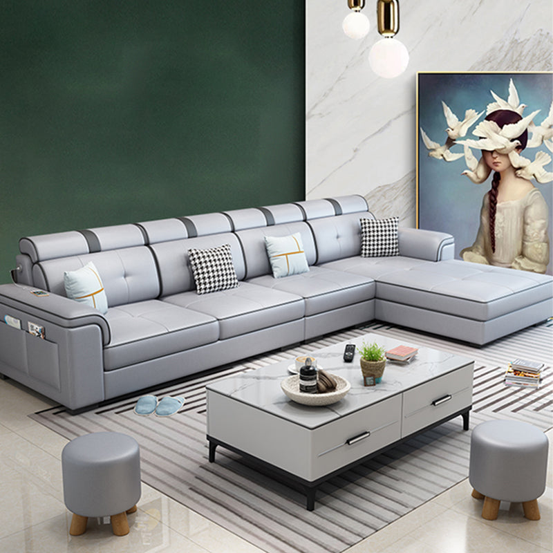 133.07" L x 70.86" W x 35.43" H Pillow Top Arm Sectional with Pillowed Back Cushions Clearhalo 'furn' 'furn_sectionals' 'Furniture' 'furniture_sectionals' 'kitchen' 'kitchen_sectionals' 'Living Room Furniture' 'Sectionals' 4820890