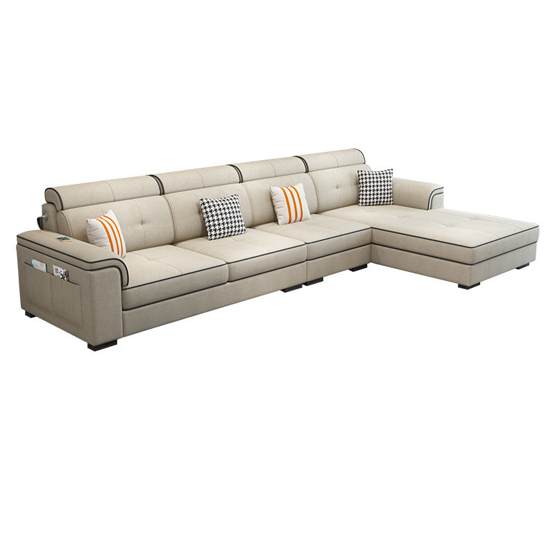 133.07" L x 70.86" W x 35.43" H Pillow Top Arm Sectional with Pillowed Back Cushions Clearhalo 'furn' 'furn_sectionals' 'Furniture' 'furniture_sectionals' 'kitchen' 'kitchen_sectionals' 'Living Room Furniture' 'Sectionals' 4820899
