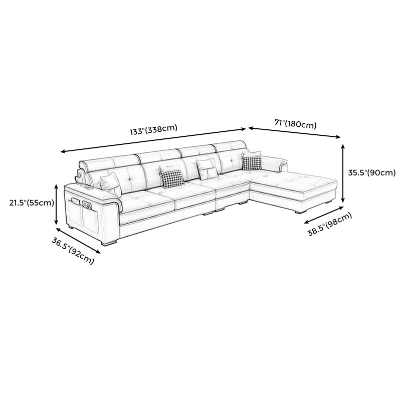 133.07" L x 70.86" W x 35.43" H Pillow Top Arm Sectional with Pillowed Back Cushions Clearhalo 'furn' 'furn_sectionals' 'Furniture' 'furniture_sectionals' 'kitchen' 'kitchen_sectionals' 'Living Room Furniture' 'Sectionals' 4820920