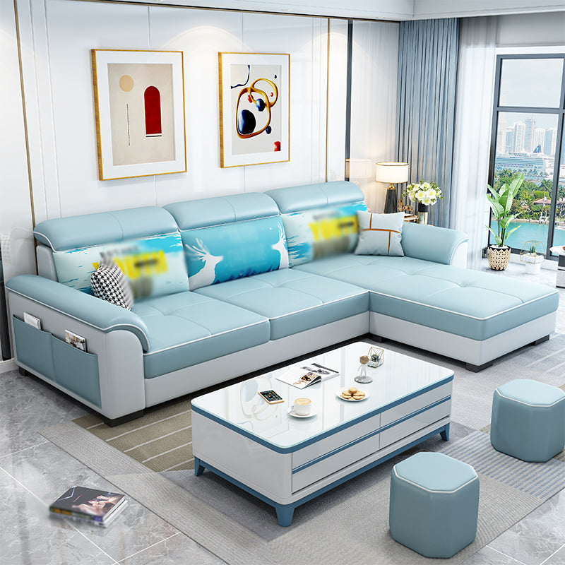 3-Seater L-Shape Right Hand Facing Storage Sectional Sofa with Chaise Light Blue Clearhalo 'furn' 'furn_sectionals' 'Furniture' 'furniture_sectionals' 'kitchen' 'kitchen_sectionals' 'Living Room Furniture' 'Sectionals' 4820922
