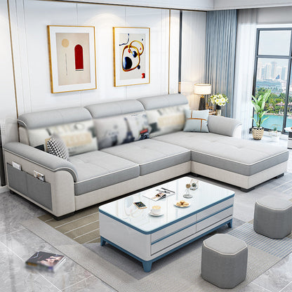 3-Seater L-Shape Right Hand Facing Storage Sectional Sofa with Chaise Light Grey Clearhalo 'furn' 'furn_sectionals' 'Furniture' 'furniture_sectionals' 'kitchen' 'kitchen_sectionals' 'Living Room Furniture' 'Sectionals' 4820926